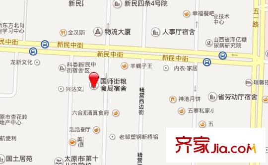 國師街糧食局宿舍交通圖太原  