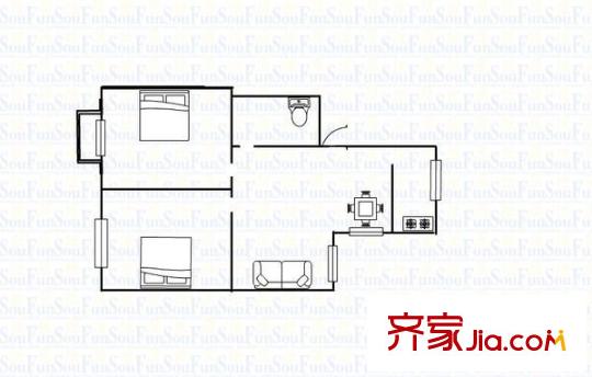 萬廈華府 2室 戶型圖