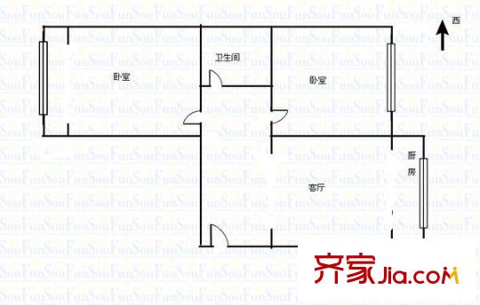 上馬街市公安局宿舍 2室 戶型圖