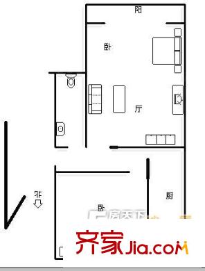 安陽路社區(qū)戶型圖2室戶型圖 2室1衛(wèi)1廚
