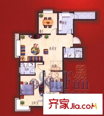 天福宜家戶型圖A-1戶型 2室2廳2衛(wèi)