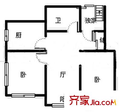 鎮(zhèn)江路小區(qū) 2室 戶型圖