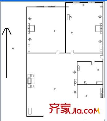升平新城戶型圖2室戶型圖 2室1廳1衛(wèi)1廚