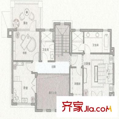 芭東小鎮(zhèn)LD1S1套型二層平面圖 2室1廳2衛(wèi)