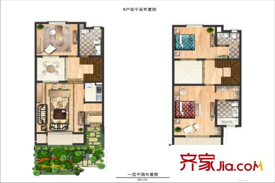 濟州麒麟山莊13-05-58地產(chǎn)韓國別墅B戶型 3室2廳3衛(wèi)1廚