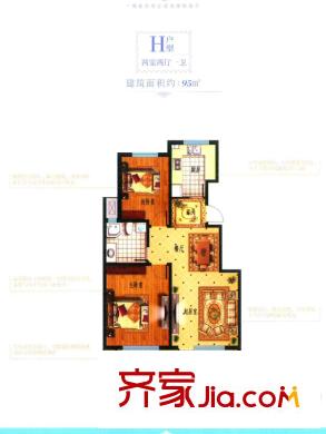 天泰圣羅尼克三期1、2、3、4、5、6#洋房戶型 2室2廳1衛(wèi)1廚