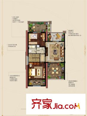 珠山秀谷?御墅一期12-120號(hào)樓疊墅C戶型 2室3廳1衛(wèi)1廚