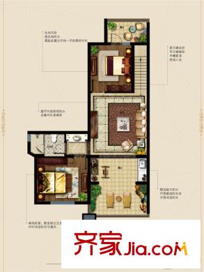 珠山秀谷?御墅一期12-120號(hào)樓疊墅B戶型 3室3廳1衛(wèi)2廚