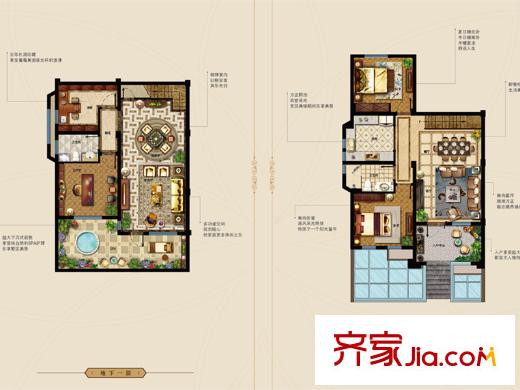 珠山秀谷?御墅一期12-120號(hào)樓疊墅A戶型 2室2廳2衛(wèi)1廚