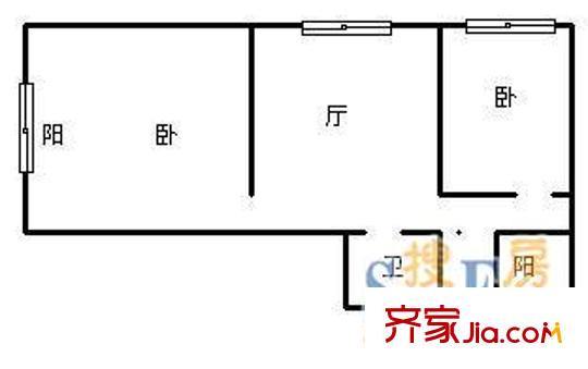 海爾小區(qū) 2室 戶型圖