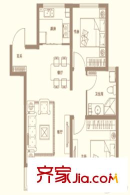 康大風和麗景1#、2#標準層A戶型 2室2廳1衛(wèi)1廚