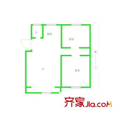 左岸名苑戶型圖 戶型圖 2室 2室2廳1衛(wèi)1廚