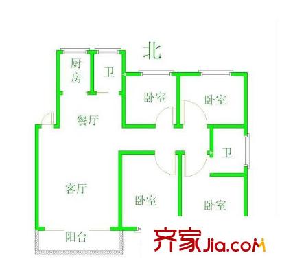 百家湖花園羅馬城戶型圖戶型圖 4室  4室2廳2衛(wèi)1廚