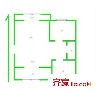 尚景公寓戶型圖戶型圖 2室 2室2廳1衛(wèi)1廚