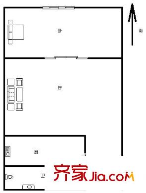 西山花苑戶型圖1室戶型圖 1室1廳1衛(wèi)1廚
