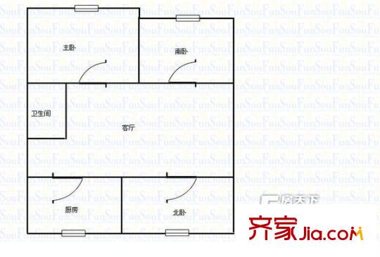 西山花苑戶型圖3室戶型圖 3室1廳1衛(wèi)1廚
