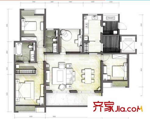 富力城戶型圖C戶型156平 