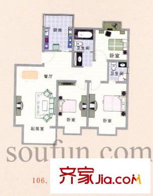 天琪雅居戶型圖戶型圖 3室 3室2廳2衛(wèi)1廚