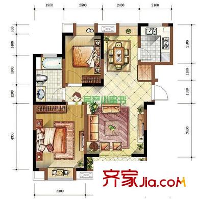 銀河灣福苑戶型圖戶型圖 2室 2室2廳1衛(wèi)1廚