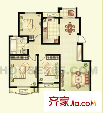 青山灣戶型圖戶型圖 3室 3室2廳1衛(wèi)1廚
