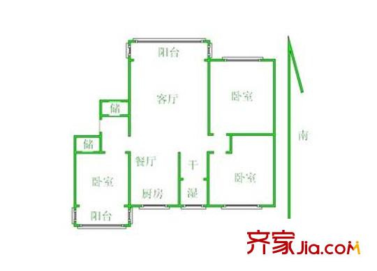 湖濱公寓戶型圖戶型圖 3室 3室2廳2衛(wèi)1廚