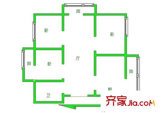 黃埔花園戶型圖戶型圖 3室 3室2廳1衛(wèi)1廚