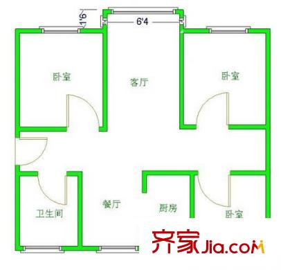 碧水灣花園戶型圖 戶型圖 3室 3室2廳1衛(wèi)1廚