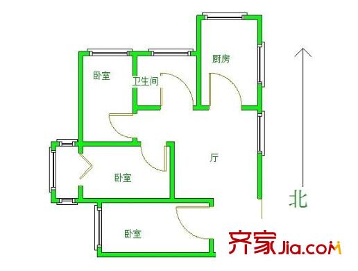 櫻駝花園戶型圖戶型圖 3室 3室1廳1衛(wèi)1廚