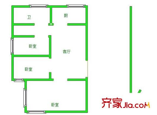 櫻駝花園戶型圖戶型圖 3室 3室1廳1衛(wèi)1廚