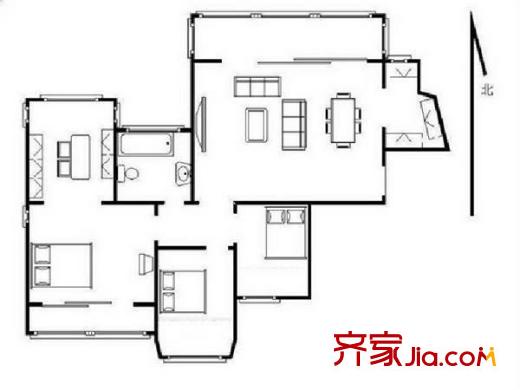 萬(wàn)科金色家園戶(hù)型圖戶(hù)型圖 3室 3室2廳1衛(wèi)1廚