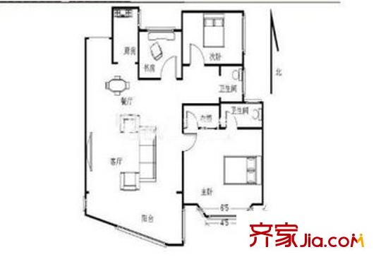 萬(wàn)科金色家園戶(hù)型圖戶(hù)型圖 3室 3室2廳2衛(wèi)1廚