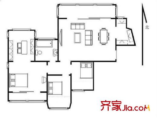 萬(wàn)科金色家園戶(hù)型圖戶(hù)型圖 3室  3室2廳1衛(wèi)1廚