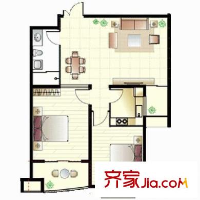 觀海華庭戶型圖3號樓b1戶型 2室2廳1衛(wèi)