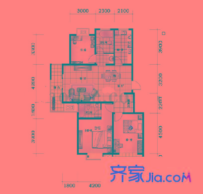 山水方舟雅苑戶型圖戶型圖 3室 3室2廳1衛(wèi)1廚