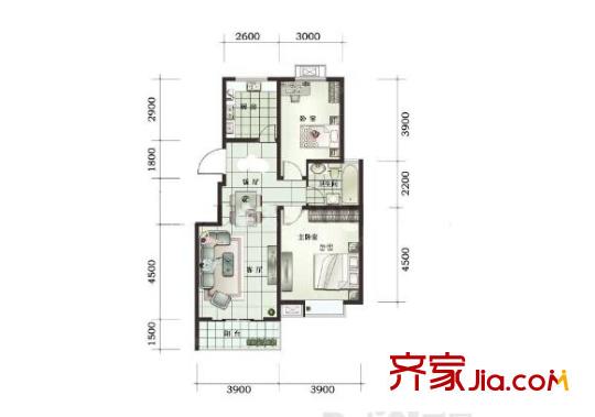 山水方舟雅苑戶型圖戶型圖 2室 2室2廳1衛(wèi)1廚