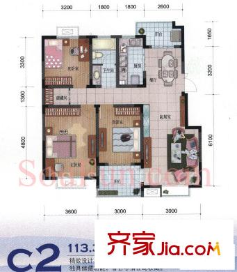 山水方舟雅苑戶型圖戶型圖  3室  3室2廳1衛(wèi)1廚