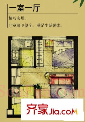 頤家春天戶型圖戶型圖 1室 1室1廳1衛(wèi)1廚