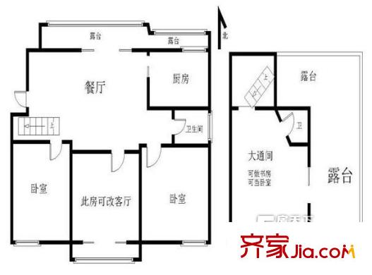 云錦美地戶型圖戶型圖 3室 3室1廳1衛(wèi)1廚