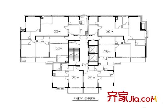 21世紀(jì)百家湖1號一期63幢標(biāo)準(zhǔn)層R戶型 2室2廳1衛(wèi)1廚