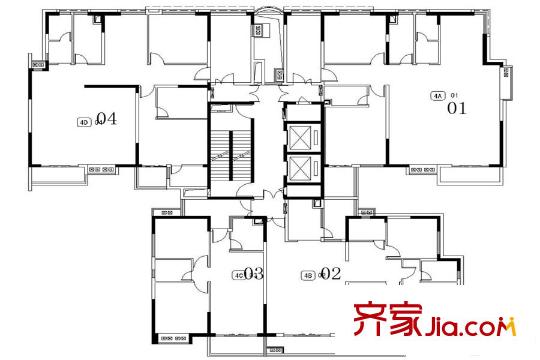 21世紀(jì)百家湖1號一期66幢標(biāo)準(zhǔn)層X戶型 2室2廳1衛(wèi)1廚