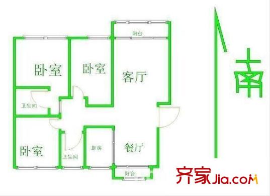 萊茵東郡戶型圖戶型圖 3室 3室2廳2衛(wèi)1廚