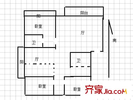 21世紀現(xiàn)代城戶型圖戶型圖 3室 3室2廳2衛(wèi)1廚
