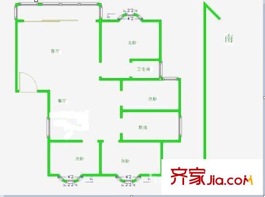 21世紀現(xiàn)代城戶型圖戶型圖 3室 3室2廳2衛(wèi)1廚