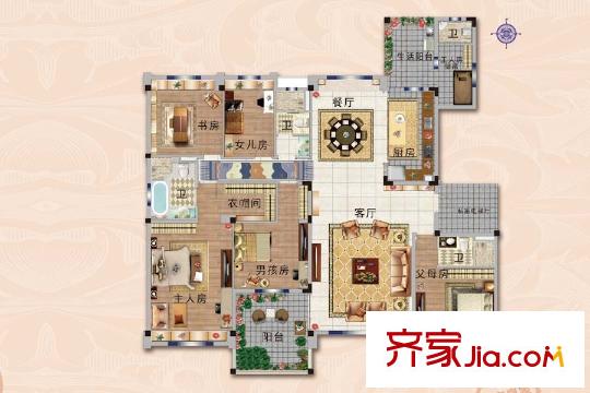 碧桂園世紀(jì)城邦項(xiàng)目一期標(biāo)準(zhǔn)層4#YJ245戶型 5室2廳3衛(wèi)1廚