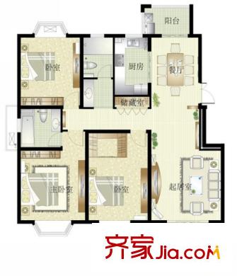 碧瑤花園二期21-23棟標(biāo)準(zhǔn)層D戶型 3室2廳2衛(wèi)