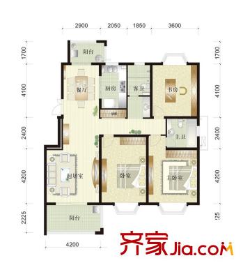 碧瑤花園二期21-23、26幢標(biāo)準(zhǔn)層D戶型 3室2廳2衛(wèi)1廚