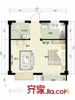 碧瑤花園二期31幢標(biāo)準(zhǔn)層A1戶型 1室1廳1衛(wèi)1廚