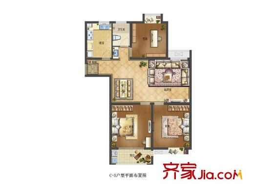 碧湖天辰一期標(biāo)準(zhǔn)戶(hù)型C5 3室2廳1衛(wèi)1廚