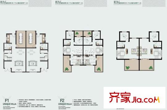 中關(guān)村國際商務(wù)花園戶型圖一期雙拼別墅3b戶型 6室2廳3衛(wèi)1廚