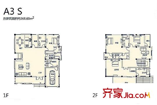 世外邊城獨(dú)棟別墅A3S戶型 4室2廳5衛(wèi)1廚